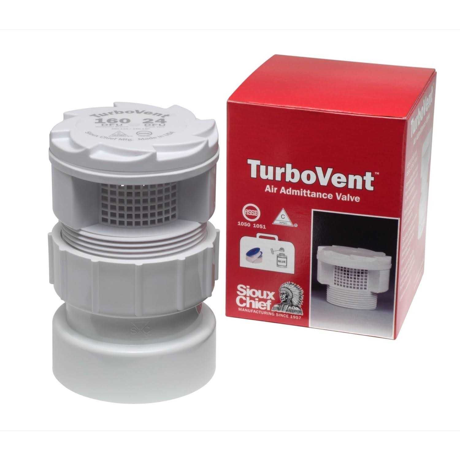 TurboVent 250 Series Schedule 40 1-1/2 in. Hub x 2 in. Dia. Hub PVC Air Admittance Valve 250-122P - Cheap Fitting