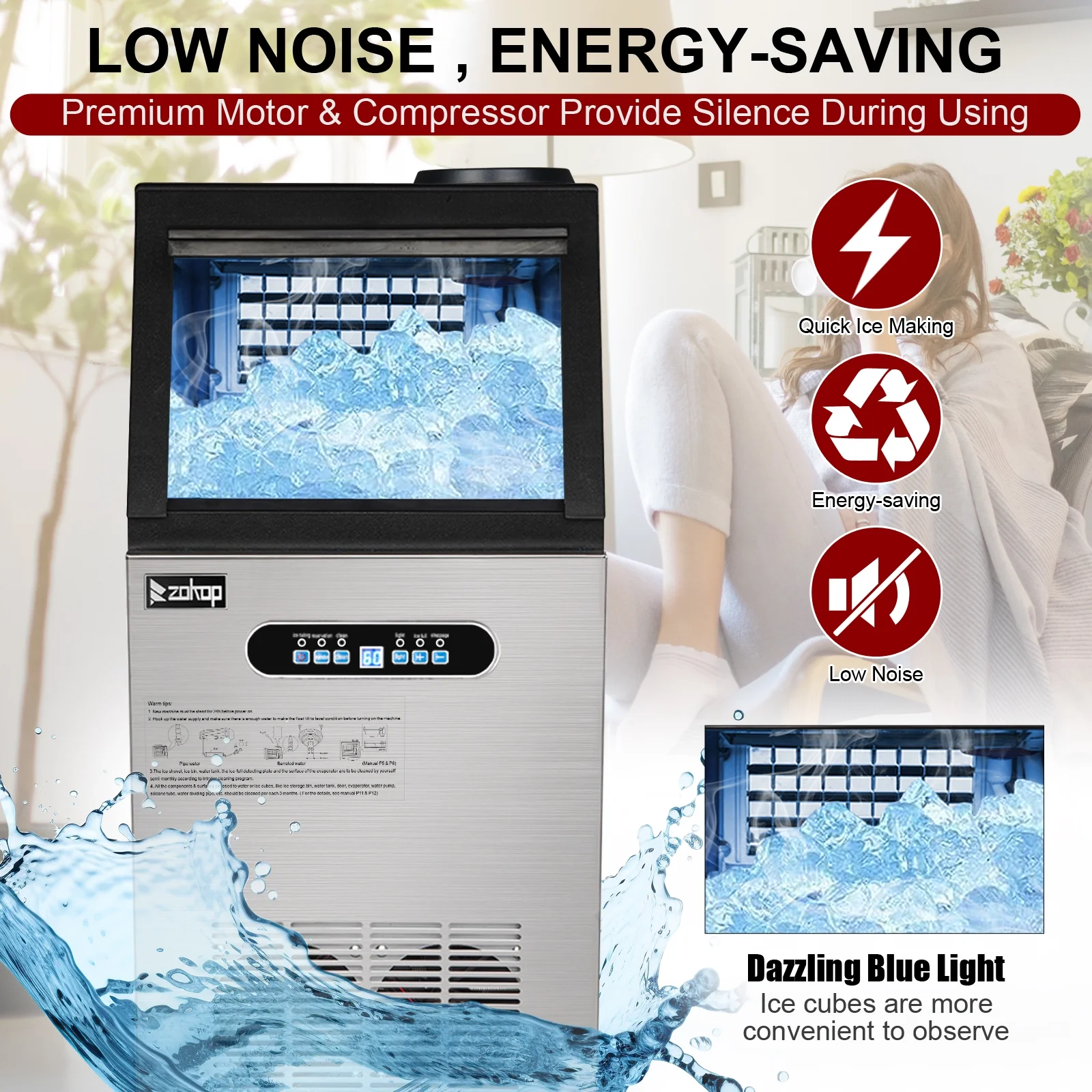 Ktaxon Stainless Steel Commercial Freestanding Ice Maker Machine, 70lbs/24h,Black - Cheap Fitting