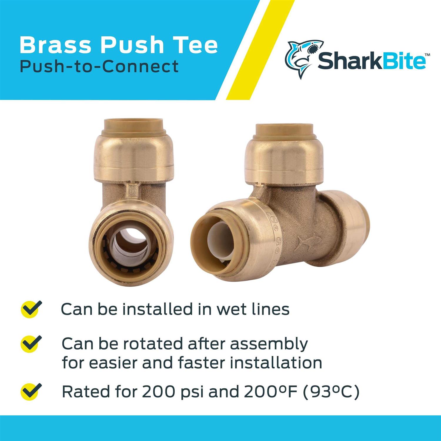 Sharkbite Brass Push Tee - Cheap Fitting