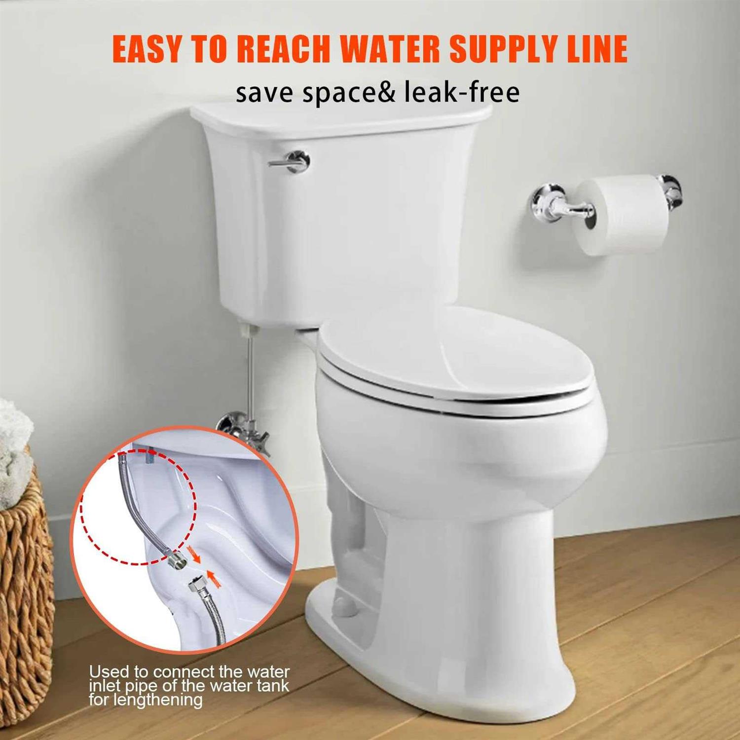 Ohanawe Toilet Supply Hose Extension 8Inch 7/8 Male to 7/8 Female Ballcock,connector to Toilet tank compatible With toto ser - Cheap Fitting