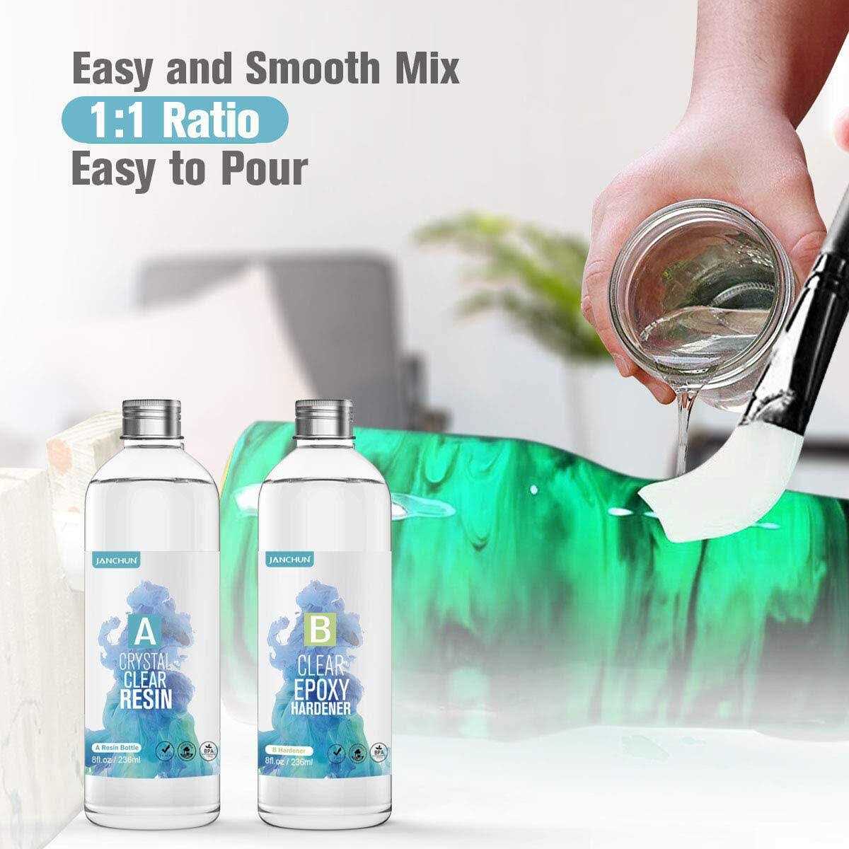 JANCHUN 16oz Crystal Clear Epoxy Resin Kit Casting and Coating for River table tops - Cheap Fitting