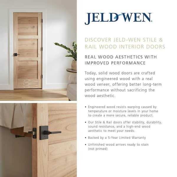 JELD-WEN 36 in. x 80 in. Farmhouse Unfinished Solid Wood 6 Lite Obscure Glass Interior Door Slab - Cheap Fitting