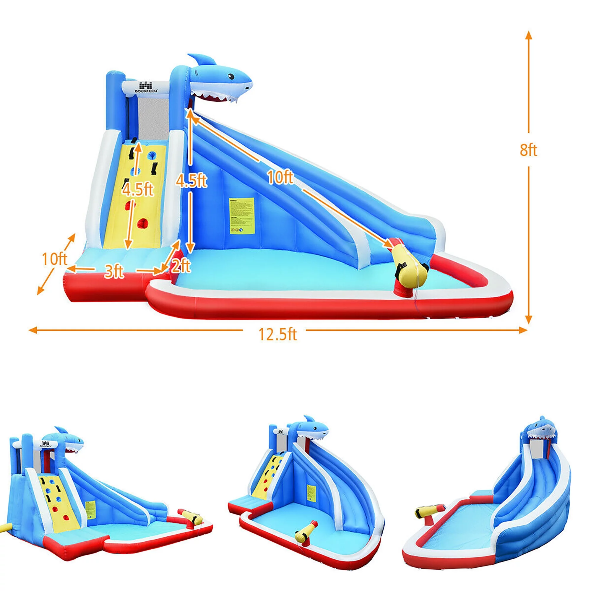 Costway Inflatable Water Slide Animal Shaped Bounce House Castle Splash Water Pool without Blower - Cheap Fitting
