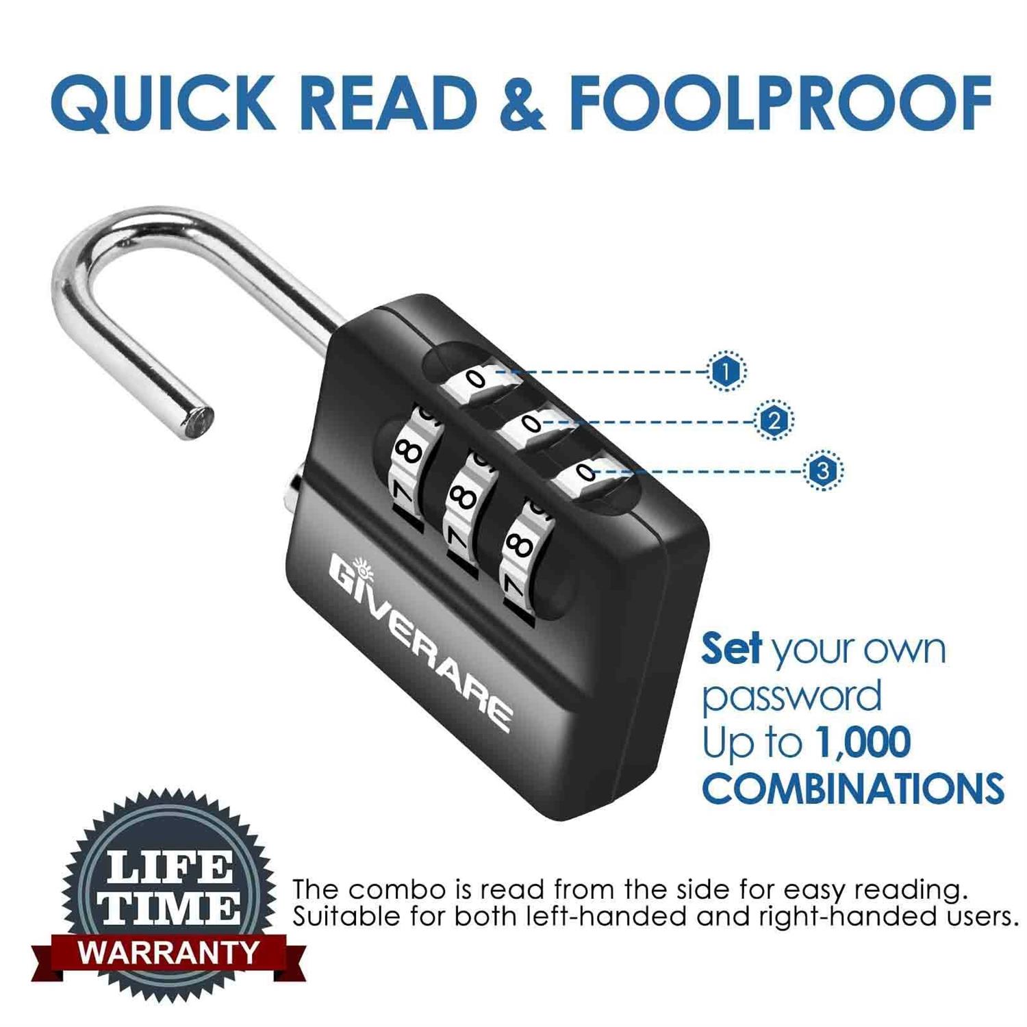 GIVERARE Combination Lock Padlock Keyless - Cheap Fitting