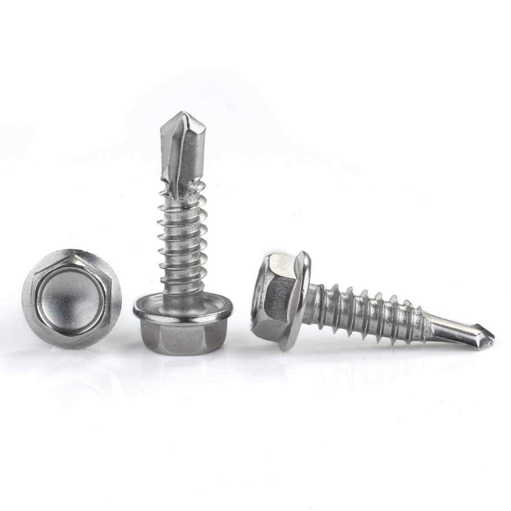 MewuDecor #14 x Hex Washer Head Self Drilling Sheet Metal Tek Screws with Drill Point - Cheap Fitting