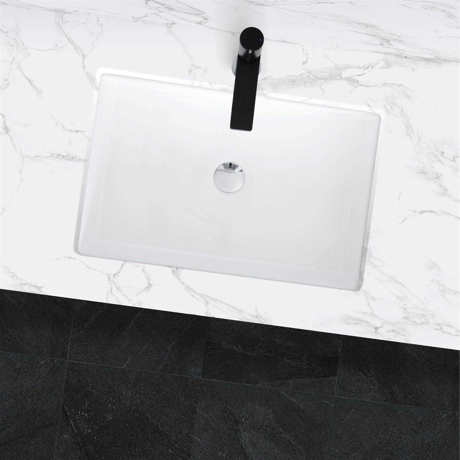 STYLISH 24 inch Rectangular Undermount Ceramic Bathroom Sink with 2 Overflow Finishes P-208 - Cheap Fitting