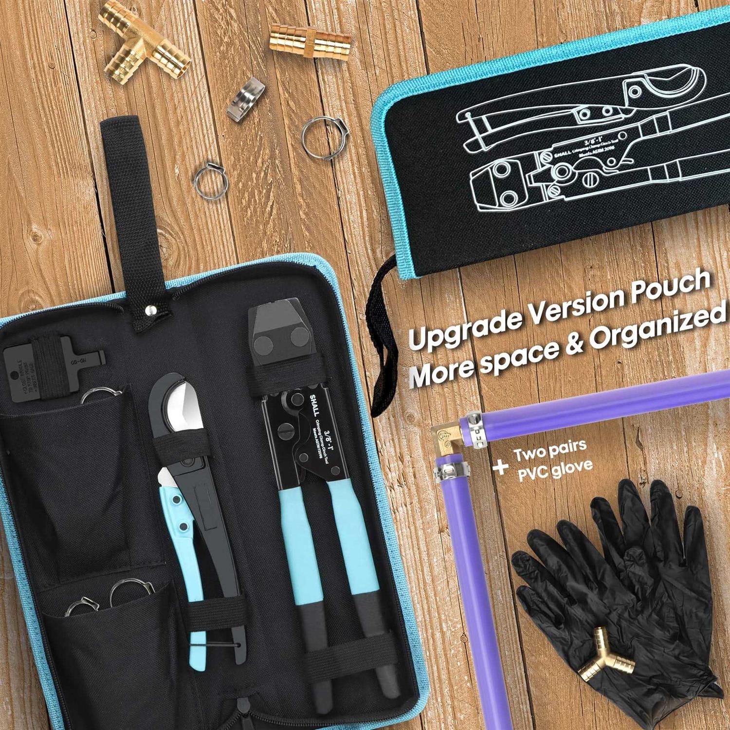 SHALL Pex Crimping Clamp Cinch Tool and Pipe Hose Cutter Pipe Fitting Crimper Tool Kit Meets ASTM F2098 for 3/8 to 1 Stainless Steel Clamps - Cheap Fitting