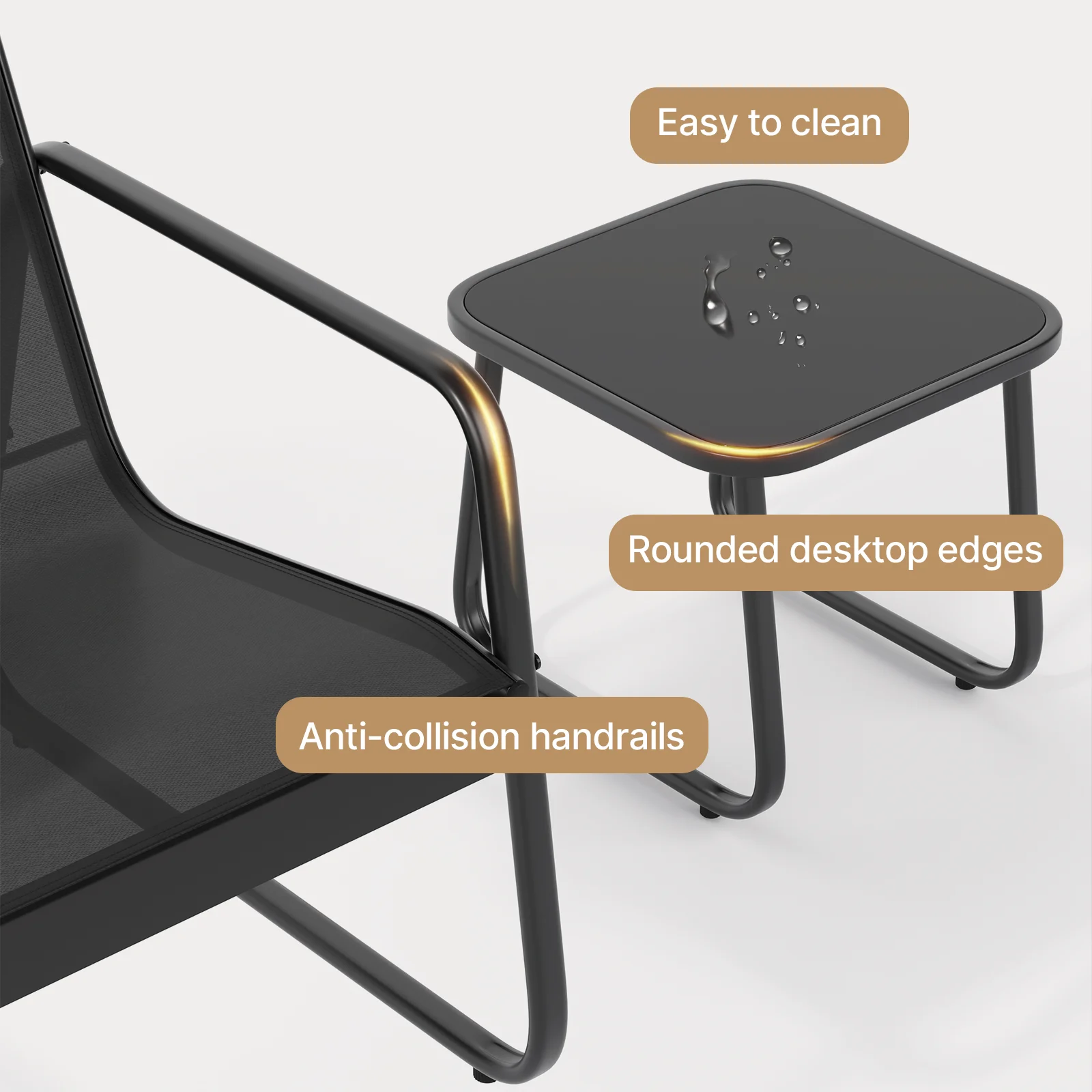 Patio Chairs Set, Outdoor Porch Balcony Furniture Set with Glass Coffee Table, Patio Rocking Wicker Chairs Set with Gray Cushion(Upgraded) - Cheap Fitting