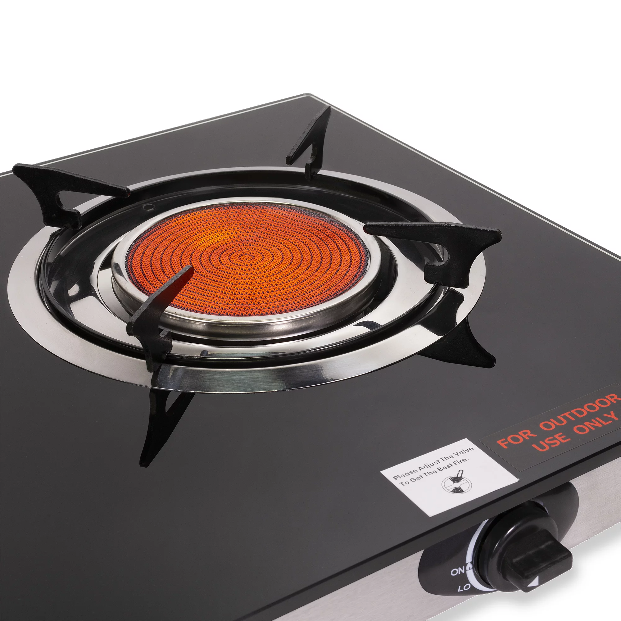 Barton Outdoor Dual Burner Glass Cooktop Auto Ignition Propane Stove Infrared Heat Ceramic Black - Cheap Fitting