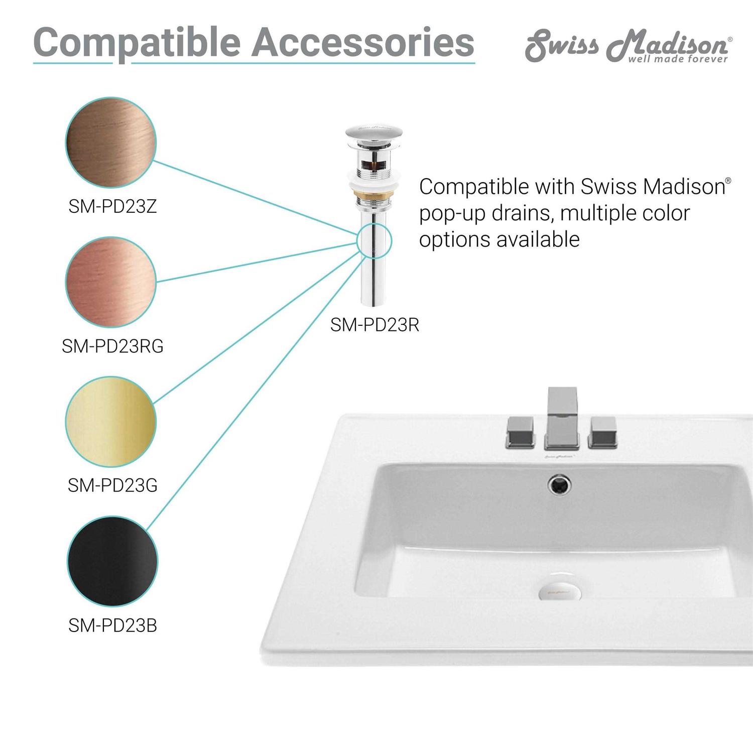 Swiss Madison SM-VT328-3 Voltaire Vanity Top Sink with 4 Centerset Faucet Holes - Cheap Fitting