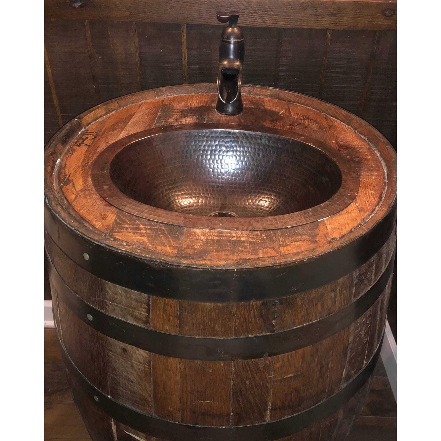 SimplyCopper 16 Oval Copper Bathroom Wine & Whiskey Barrel Sink WF-16 - Cheap Fitting