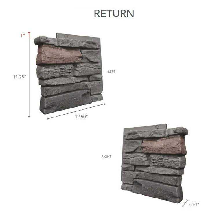 GenStone Stacked Stone Iron Ore 12 in. x 1.375 in. x 12 in. Faux Stone Siding Right Corner Panel - Cheap Fitting
