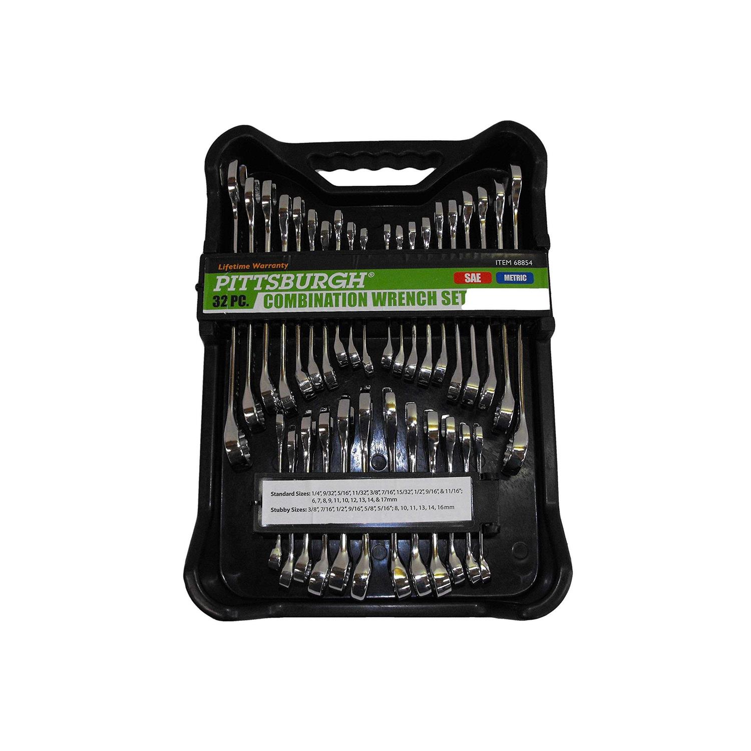 Pittsburgh 32 Piece SAE and Metric Fully Polished Combination Wrench Set - Cheap Fitting