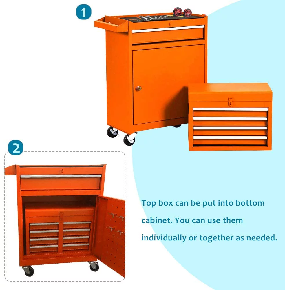 Odaof 5-Drawer Tool Chest,Detachable Rolling Tool Storage Box,2 in 1 Multi-Purpose Tool Organizer for Garage (Black) - Cheap Fitting