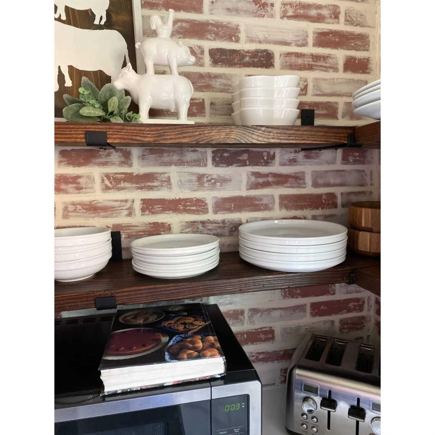 HOME MASTER HARDWARE Heavy Duty J Shelf Brackets with Lip Floating Hook 9 Inch Wall Mounted Shelves Support Brackets Black - Cheap Fitting