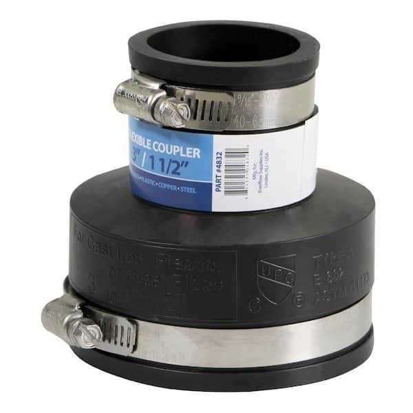 The Plumber’s Choice 3 in. x 2 in. PVC Flexible Reducing Coupling with Stainless Steel Clamps - Cheap Fitting