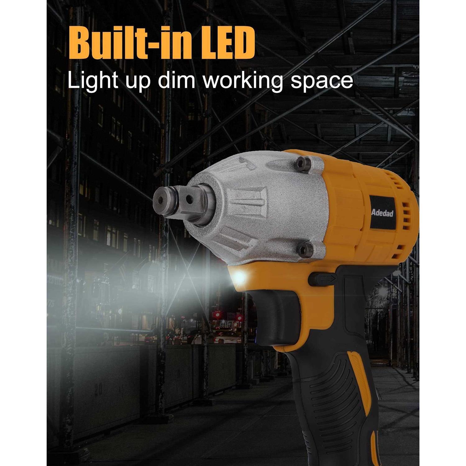 Adedad Cordless Impact Wrench 1/2 inch, 20V Brushless Impact Gun with Battery and Charger - Cheap Fitting