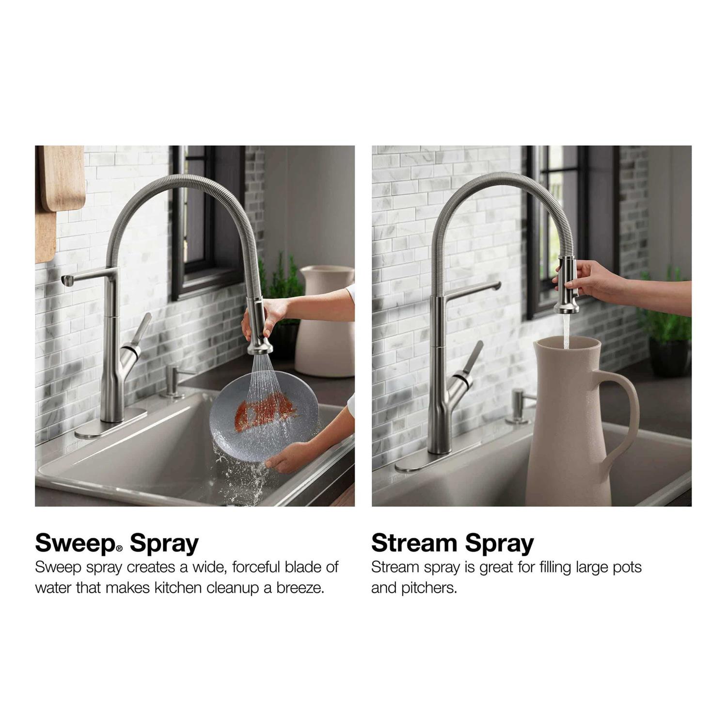 Kohler Setra Single-Handle Semi-Professional Kitchen Sink Faucet with Soap Dispenser - Cheap Fitting