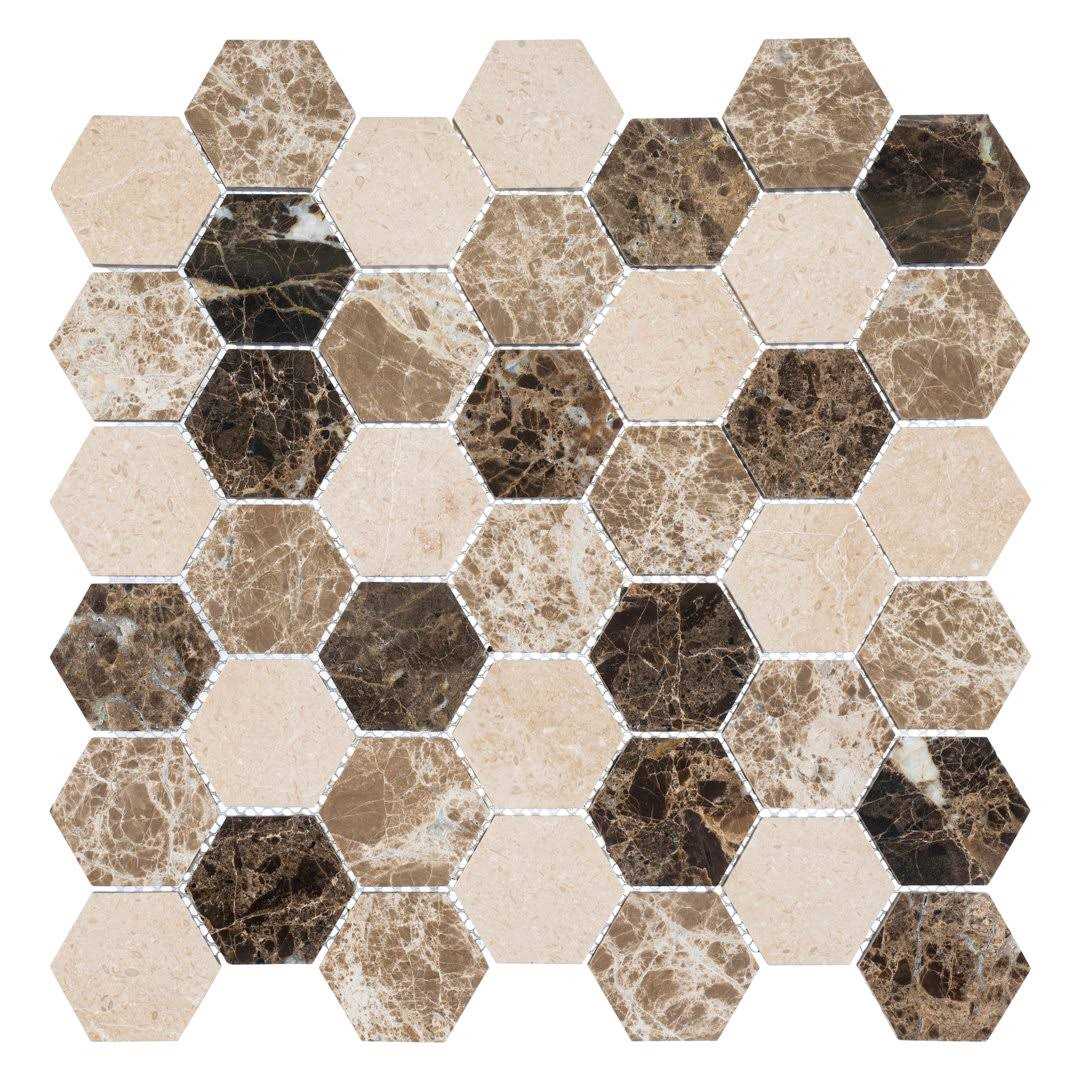 Andova Channing Hex Brown/Tan 12 in. x 12 in. Geometric Natural Stone Mosaic Wall Floor Tile - Cheap Fitting