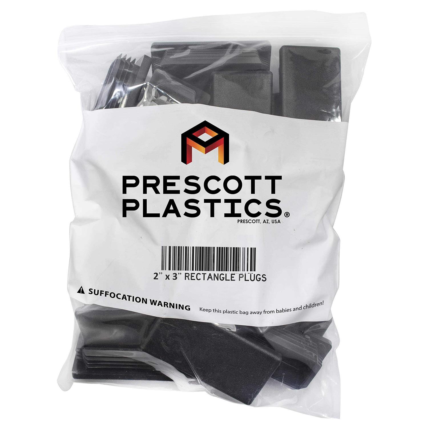 Prescott Plastics 2 x 4 inch inch Rectangle Plastic Plug Insert Black End Cap for Metal Tubing - Cheap Fitting