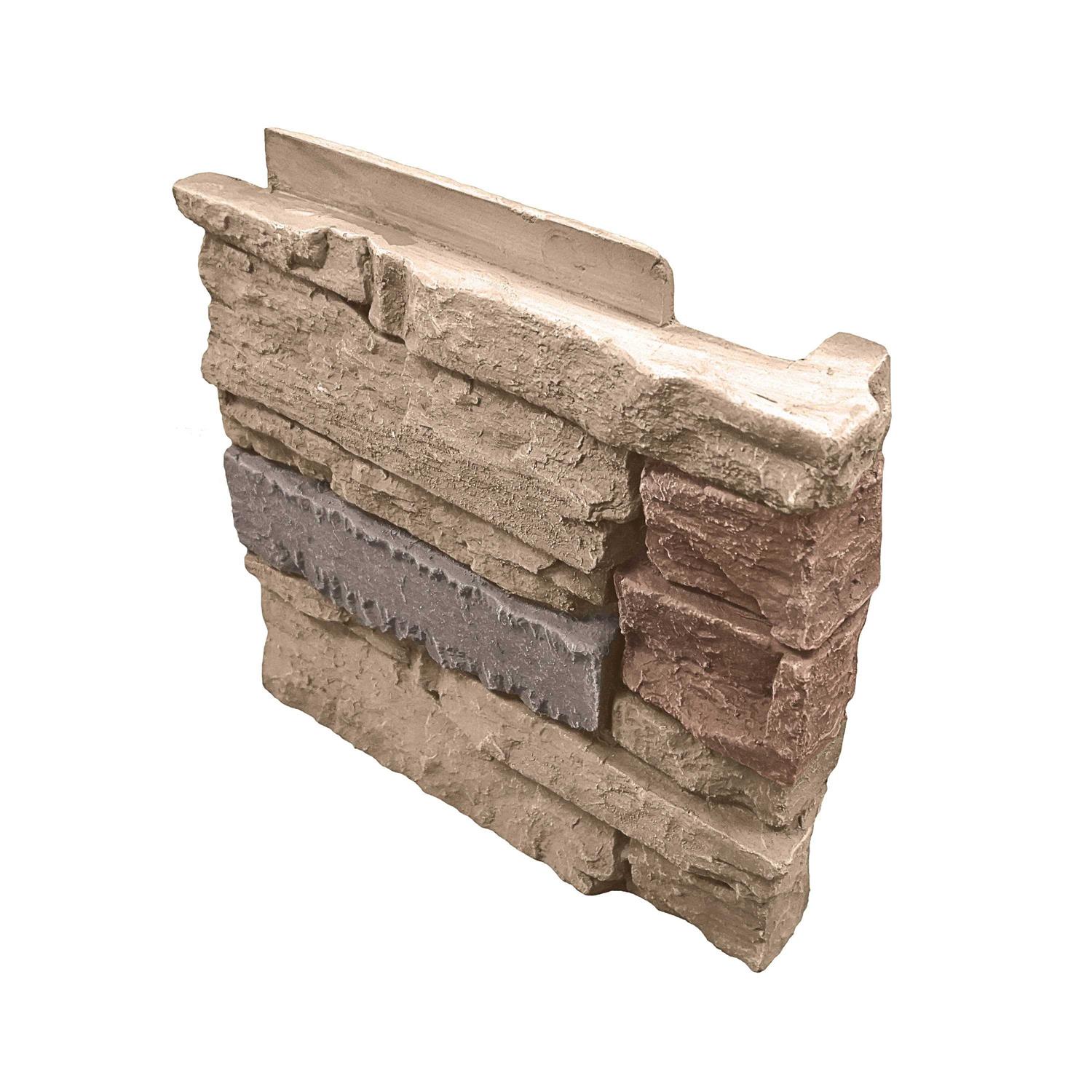 GenStone Stacked Stone Desert Sunrise 12 in. x 1.375 in. x 12 in. Faux Stone Siding Right Corner Panel - Cheap Fitting