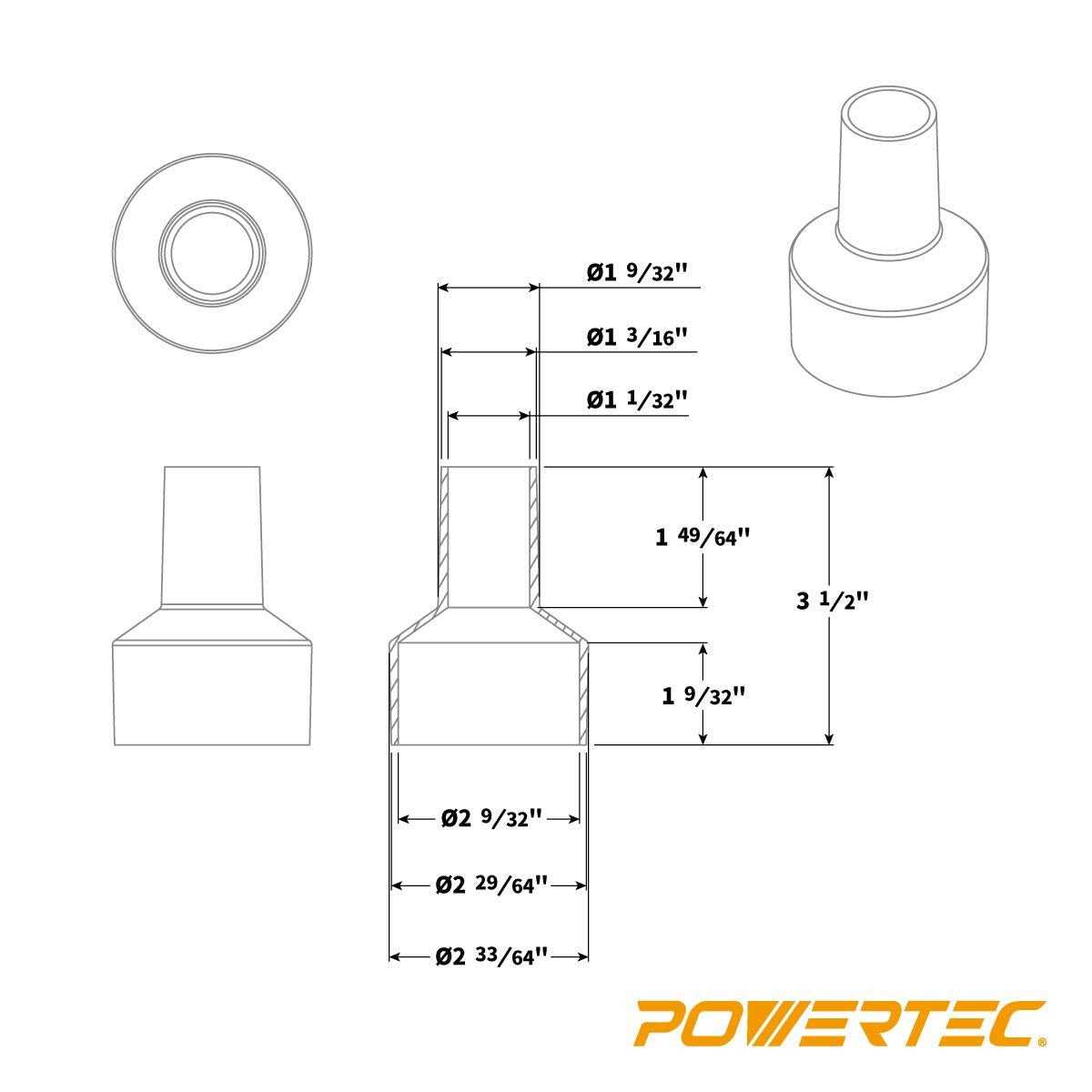 POWERTEC 70140 2-1/2” to 1-1/4” Hose Reducer - Cheap Fitting