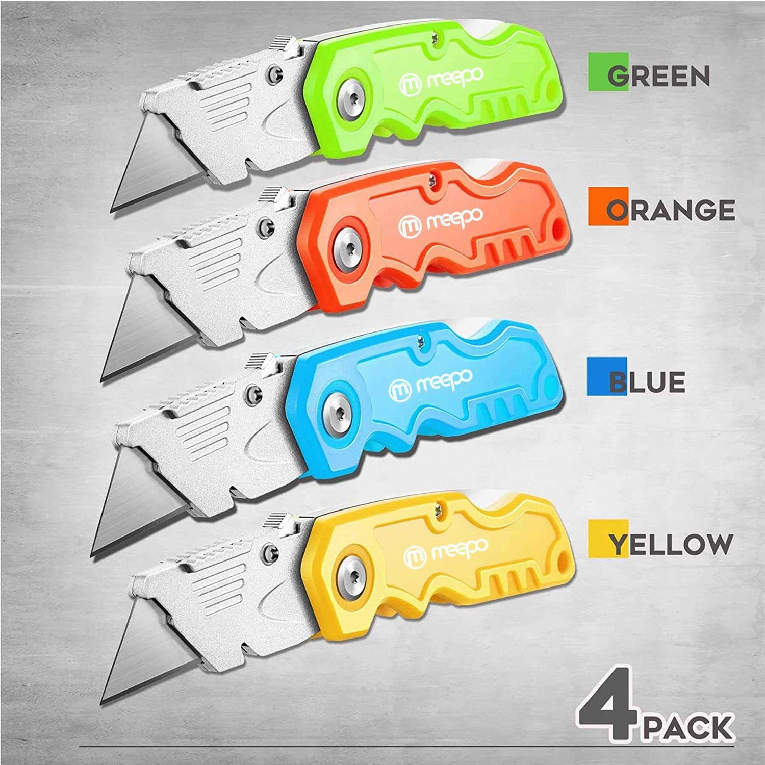 M MEEPO Box Cutter 4-Pack Tough Folding Box Cutter for Heavy Duty Purpose - Cheap Fitting