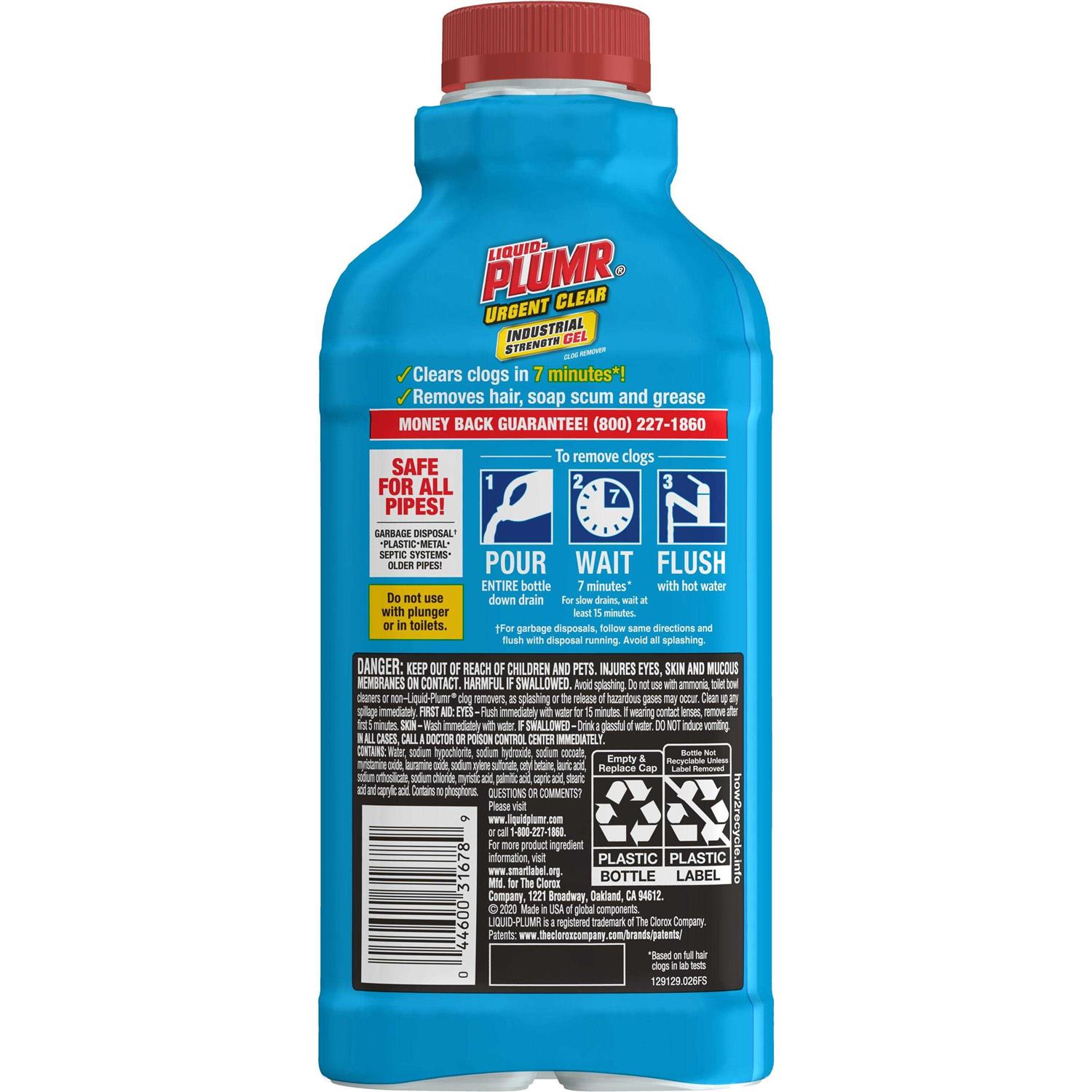 Liquid-Plumr Industrial Strength Drain Clog Remover Gel Urgent Clear - Cheap Fitting