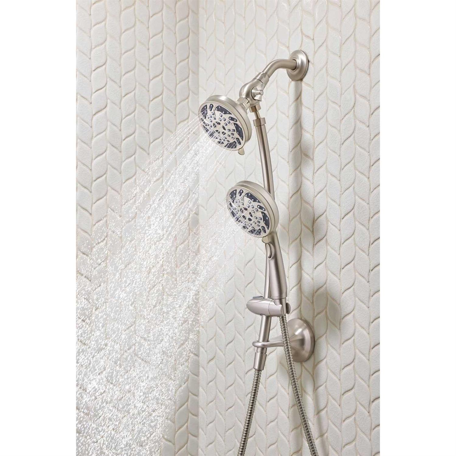 Moen 1.75-GPM Renewal Spot Resist Brushed Nickel 5-Spray Dual Shower Head - Cheap Fitting