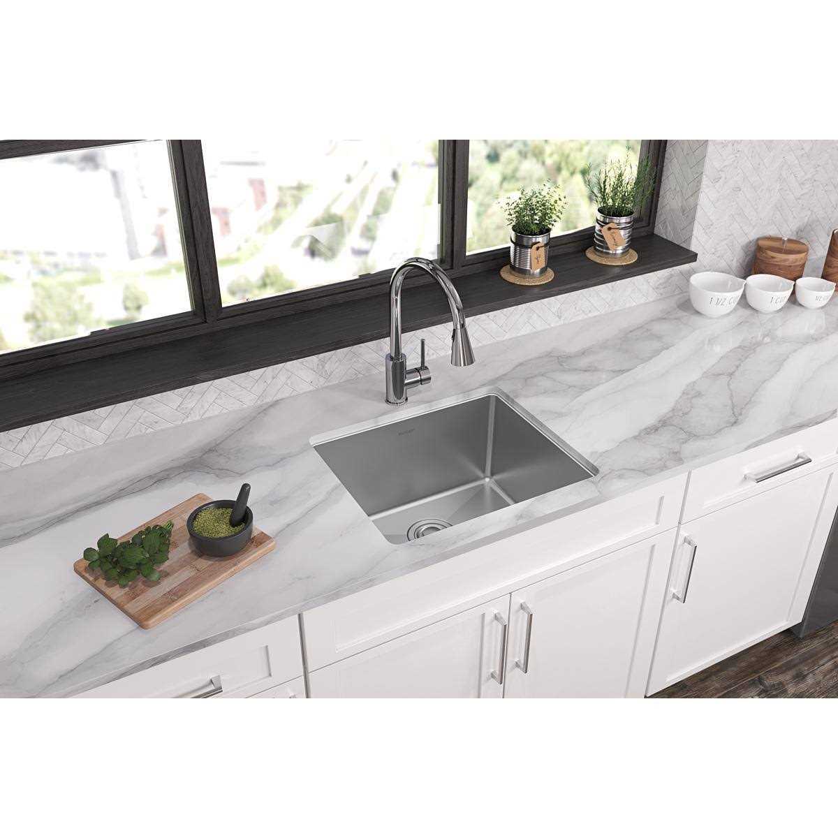Elkay EFRU191610T Crosstown Single Bowl Undermount Stainless Steel Sink - Cheap Fitting