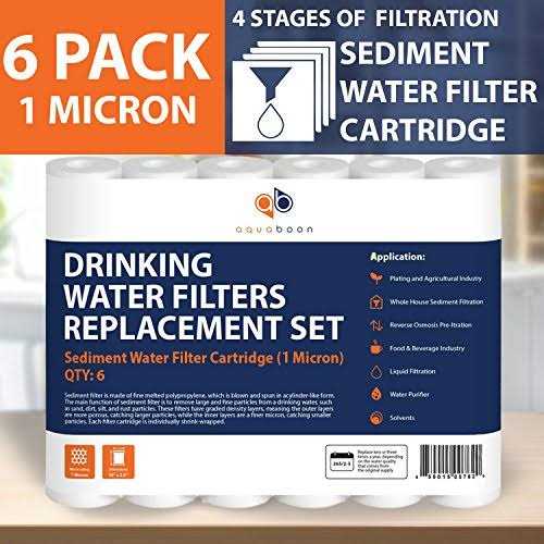 Aquaboon 6-Pack Micron Sediment Water Filter Replacement Cartridge for Any Standard RO Unit - Cheap Fitting