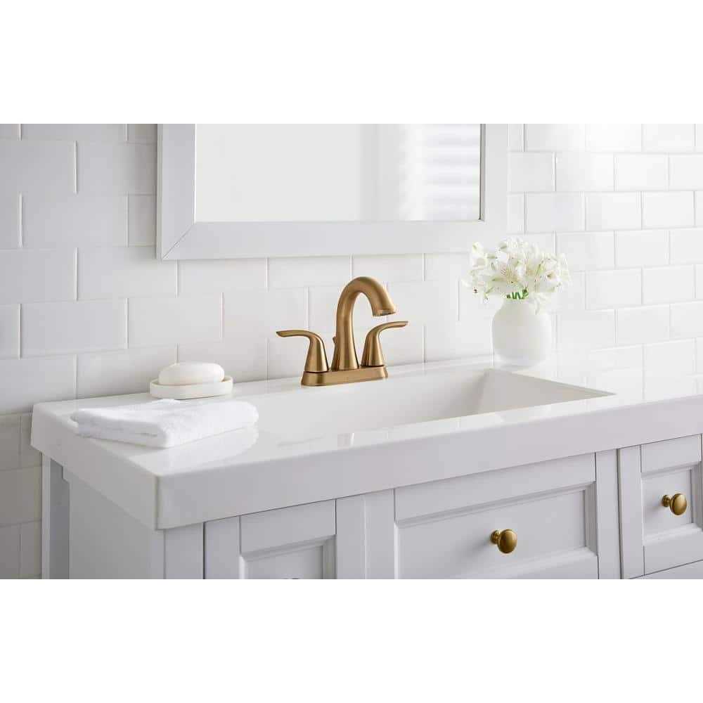 Glacier Bay Irena 4 in. Centerset 2-Handle Bathroom Faucet in Brushed Gold F51A1130CZ - Cheap Fitting