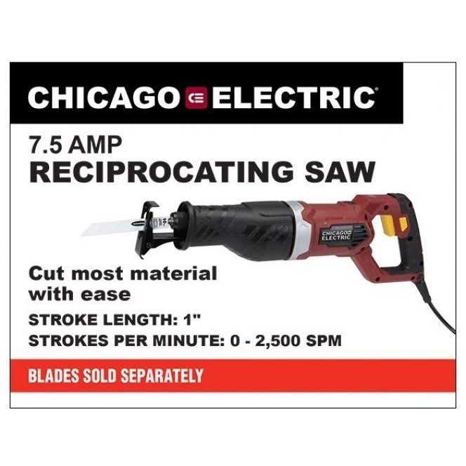 Chicago Electric 7.5 Amp Heavy Duty Variable Speed Reciprocating Saw - Cheap Fitting