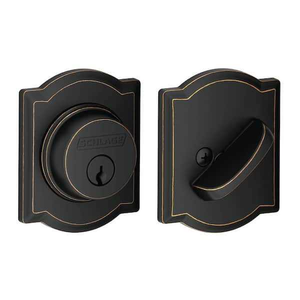 Schlage Camelot Single Cylinder Aged Bronze Georgian Decorative Entry Set Knob - Cheap Fitting