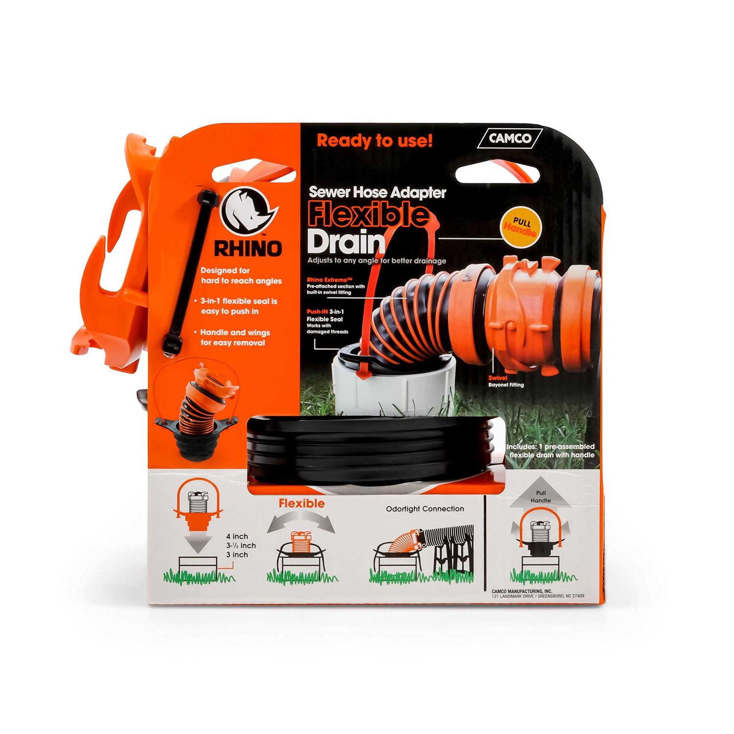 Camco Sewer Hose Seal Flexible 3 In 1 Rhino - Cheap Fitting