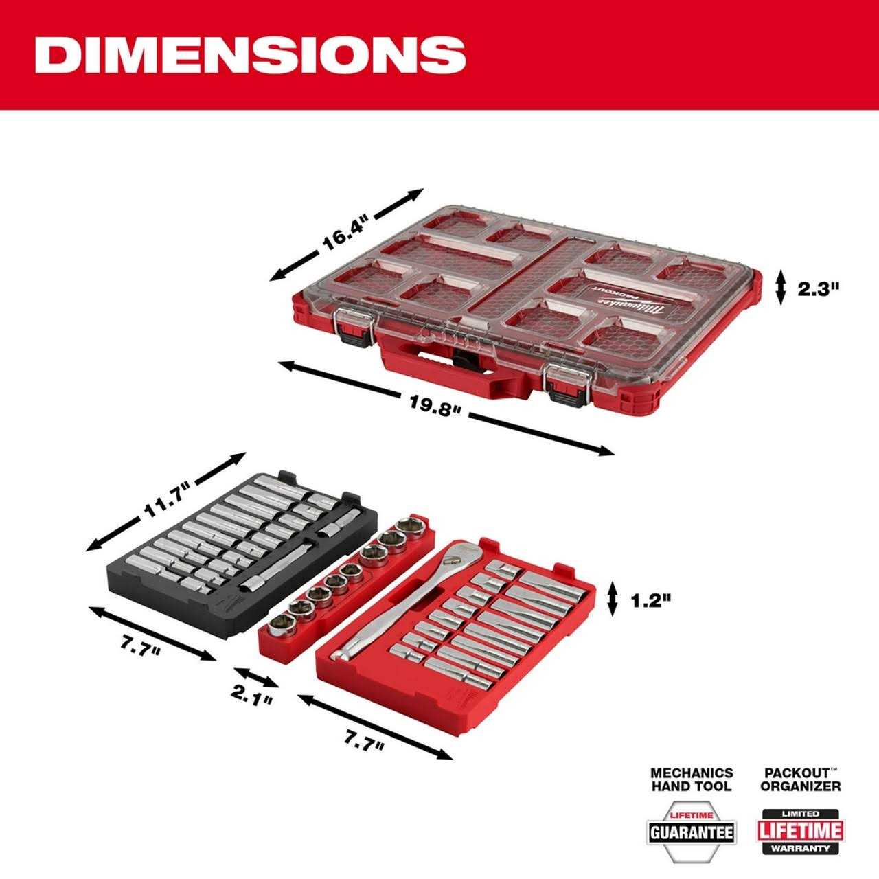 Milwaukee 48-22-9487 47pc 1/2 Drive Ratchet & Socket Set with PACKOUT Organizer - Cheap Fitting