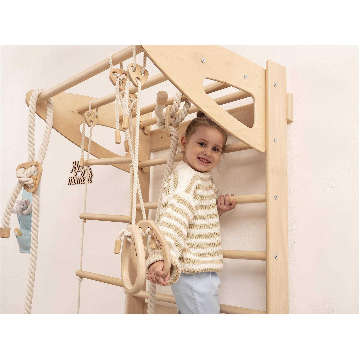 Woodandhearts Baby Mobile Swedish Ladder with Rope Accessories Indoor Swing Monkey Bars Toddler Climbing Rope Ladder Montessori Toddler Climbing Gym - Cheap Fitting