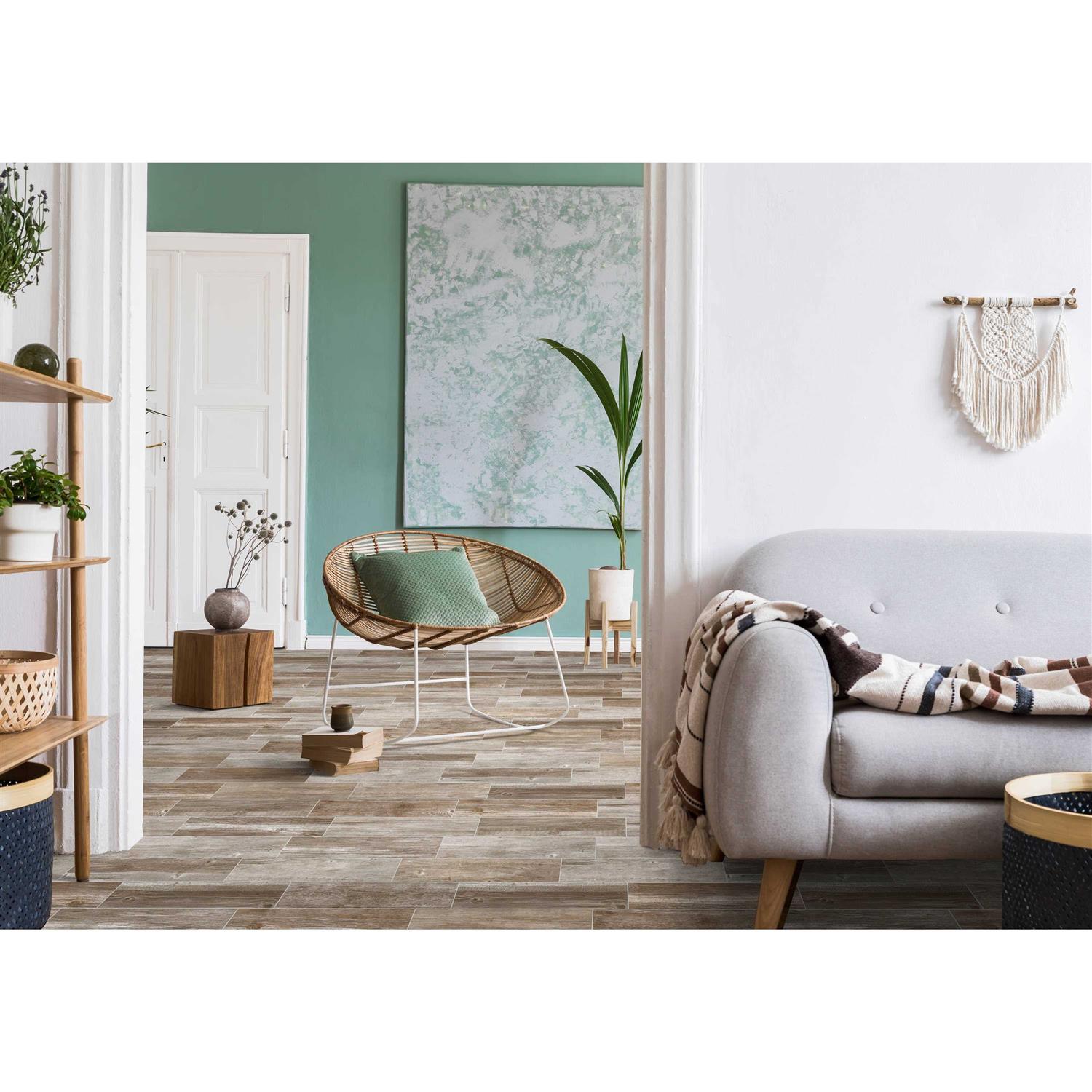 Style Selections 6 x 24 Woods French Gray Glazed Porcelain Wood Look Floor Tile 17WO15 - Cheap Fitting