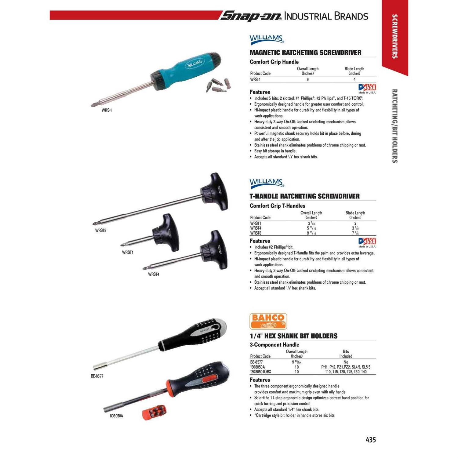 Williams WRS-1 Ratcheting Screwdriver - Cheap Fitting
