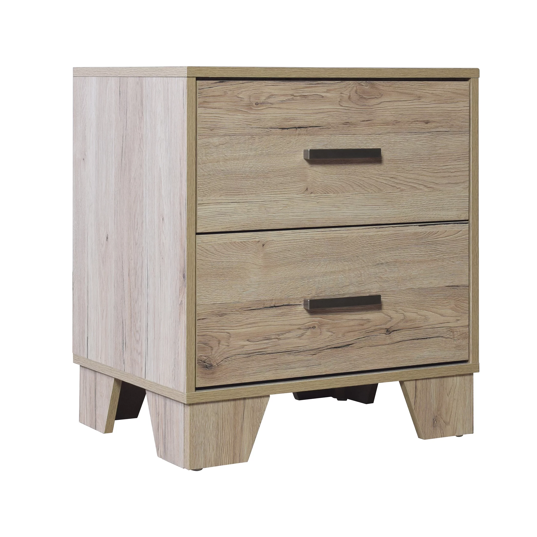 Castle Place Classic 2 Drawers Nightstand, Light Oak - Cheap Fitting
