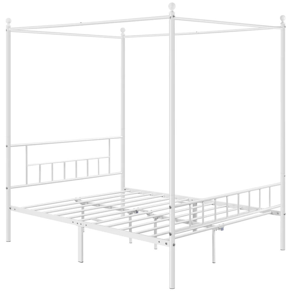 Topeakmart Metal Bed Frame Four-Poster Canopied with Headboard & Footboard, Queen, Black - Cheap Fitting