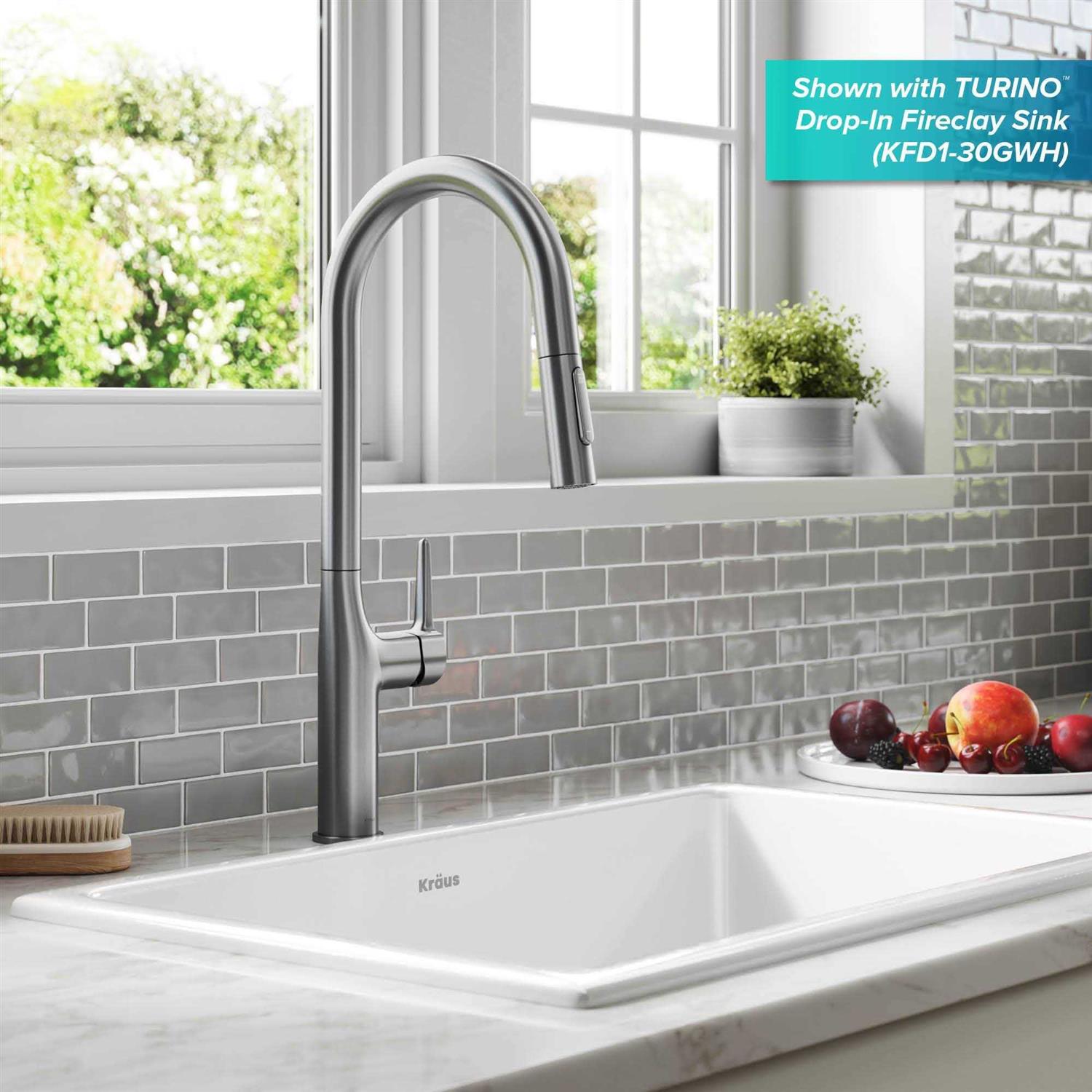 Kraus KPF-3101SFS Oletto Tall Modern Pull-Down Single Handle Kitchen Faucet - Cheap Fitting