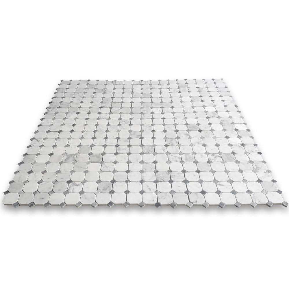 Marble Online Carrara Marble Octagon Mosaic Tile White - Cheap Fitting