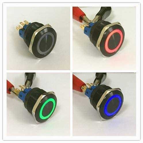 ONPOW 22mm Flat Round,Tri-Color Momentary,Ring LED Illuminated Aluminium Alloy Push Button Switch - Cheap Fitting
