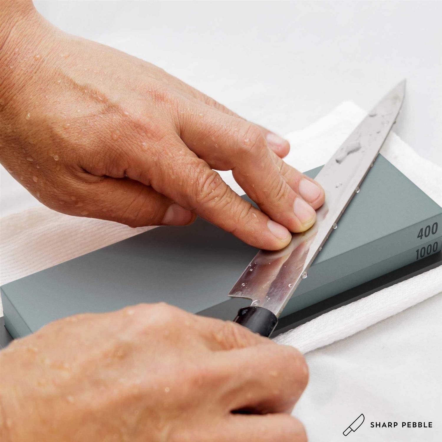 Sharp Pebble Premium Whetstone Knife Sharpening Stone 2 Side Grit 400/1000 Wetstone Kit -Wet Stone Kitchen Knife Sharpener with Flattening Stone - Cheap Fitting