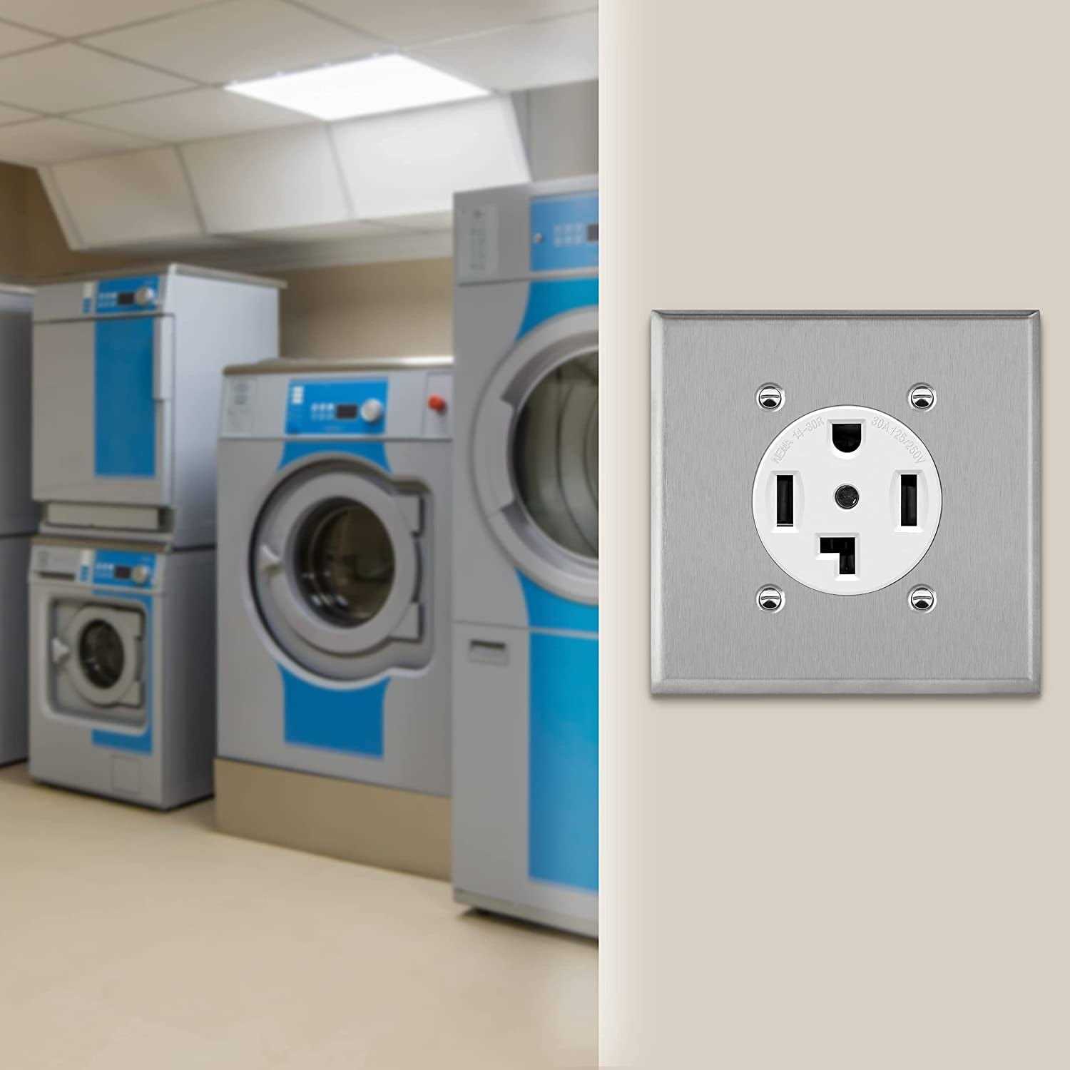 Enerlites 66300 30 Amp Electrical Dryer Outlet | NEMA 14-30R, Outdoor/Indoor, Flush Mount Receptacle, 3-Pole, 4 Wire, (10,8,6,4) AWG, Industrial - Cheap Fitting