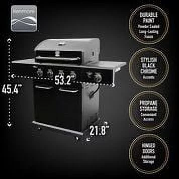 Kenmore 4-Burner Propane Gas Grill with Searing Side Burner in Black with Copper Accent - Cheap Fitting