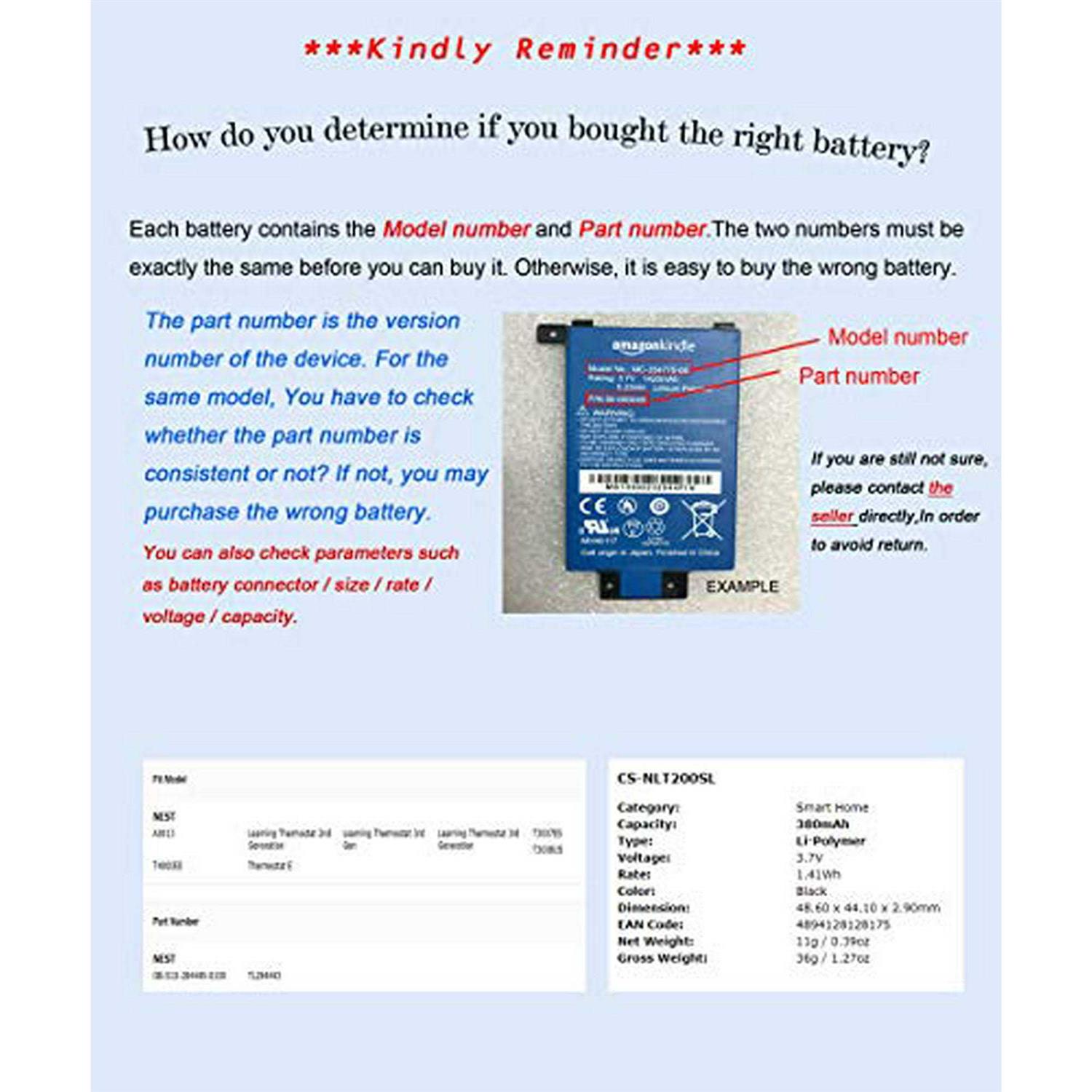 Xsplendor Replacement Battery for NEST A0013 Learning Thermostat 2nd Generation Learning Thermostat 3rd Gen Learning Thermostat 3rd Genera - Cheap Fitting