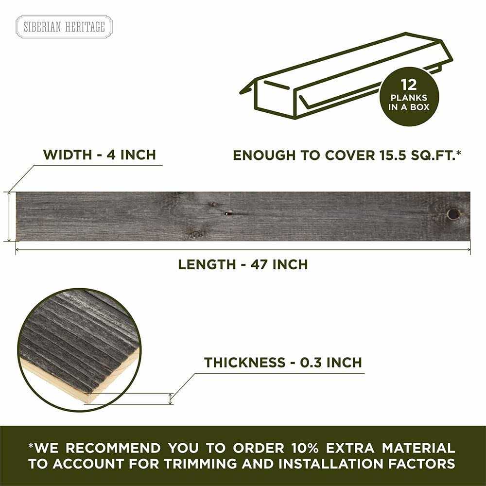 Sunbaked Gray Reclaimed Barnwood Planks Wood Accent Wall Wooden Backdrop Headboard 47 x 4 x 0.3 Set of 12 Real Wood Boards Weathered Rustic - Cheap Fitting