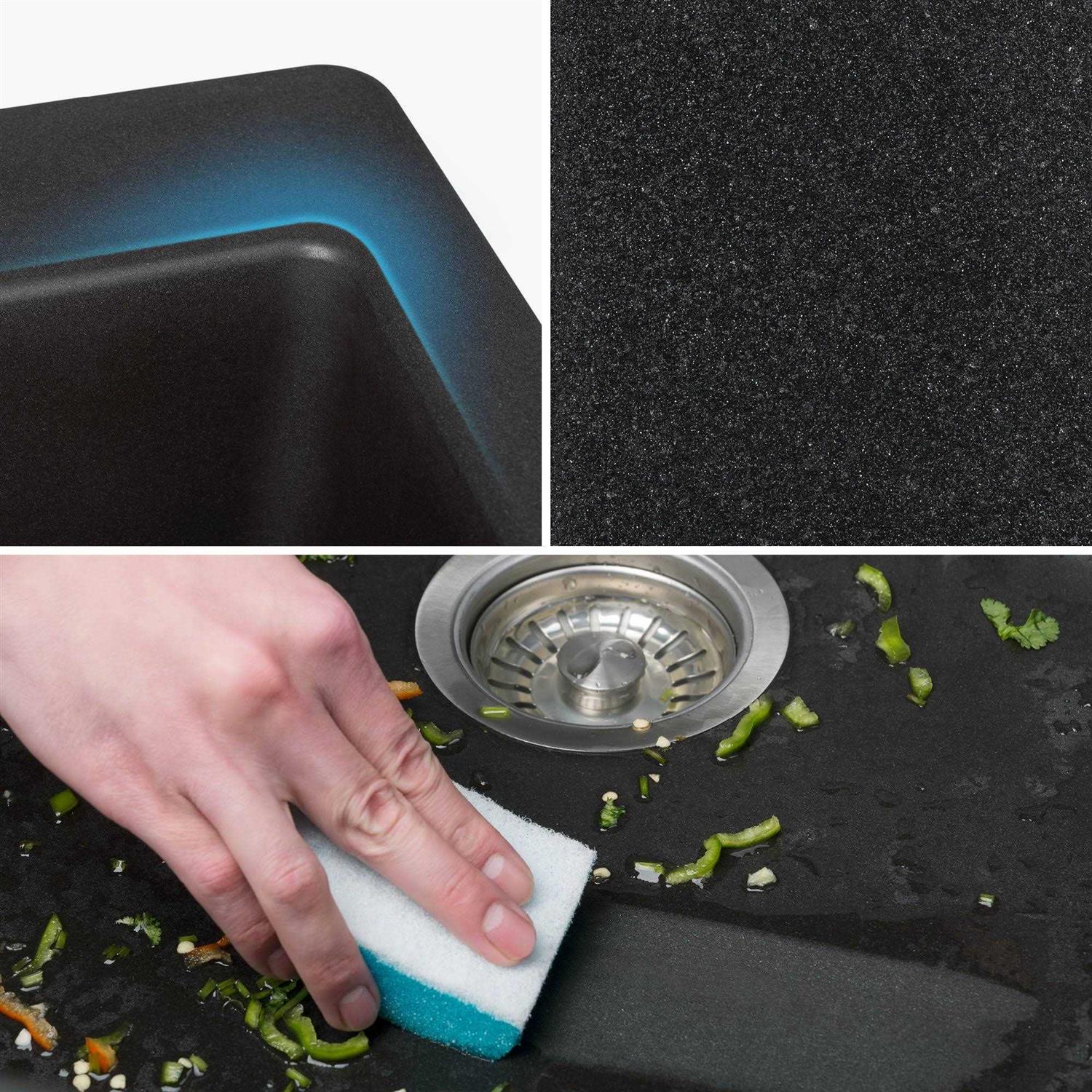 Kraus 24 Dual Mount Single Bowl Kitchen Sink-Black Onyx Granite KGD-410B - Cheap Fitting